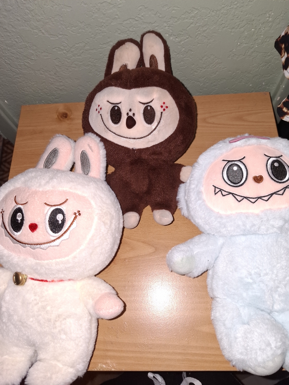 Cute Trio Plush Toy Set - White, Brown, Light Blue